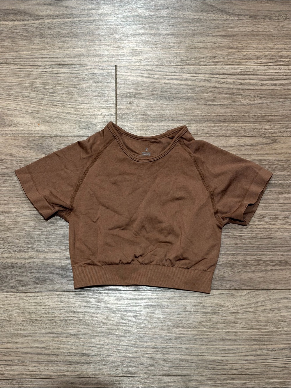 NVGTN Brown Cropped Short Sleeve Crew Top
